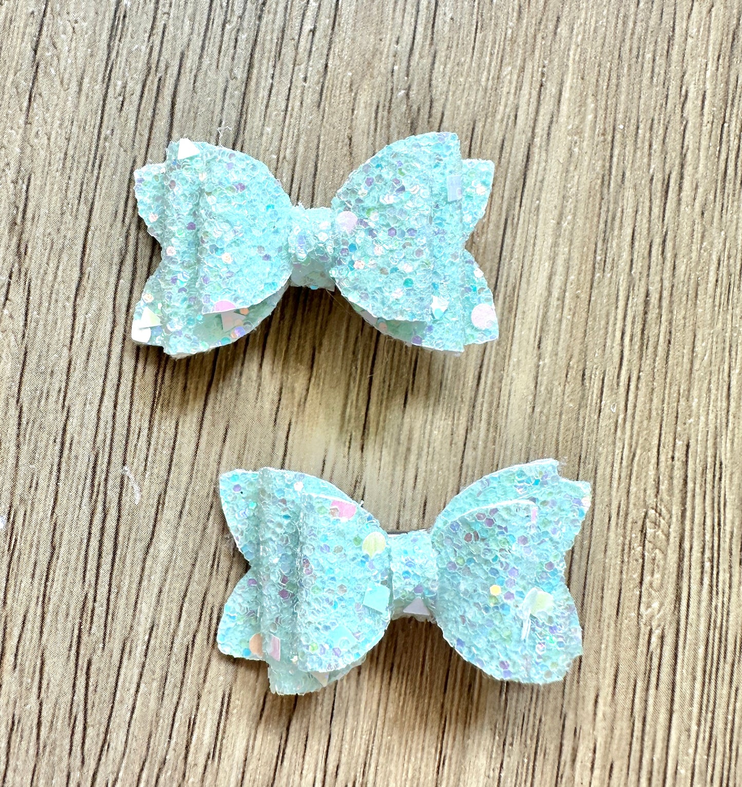 Aqua Glitter Layered Mini Pigtail Set