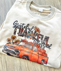 Tan Thankful Blessed Crewneck- Small