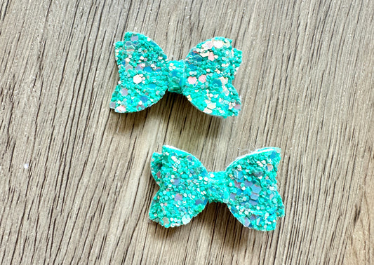 Teal Glitter Mini Pigtail Set