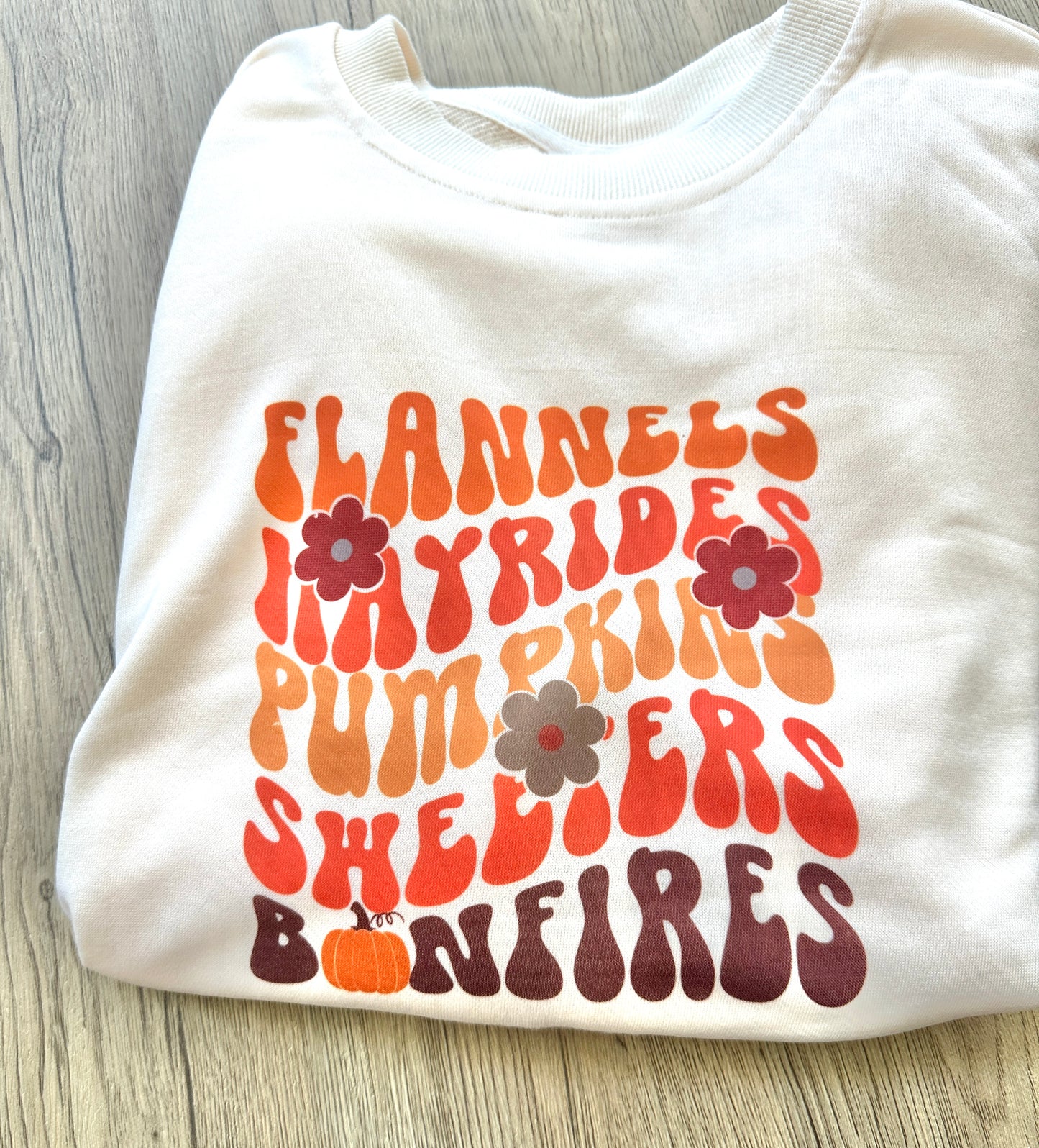 Cream Flannel Hayrides Pumpkins- XL