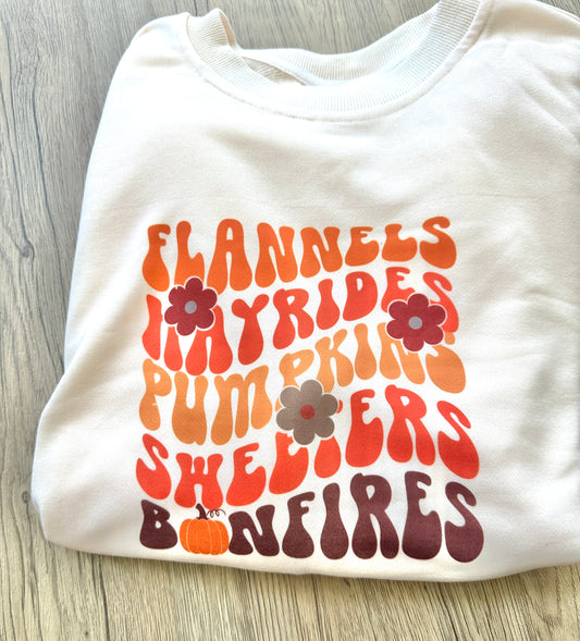 Cream Flannel Hayrides Pumpkins- XL