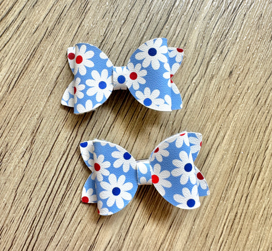 Red White and Blue Daisy Mini Pigtail Set