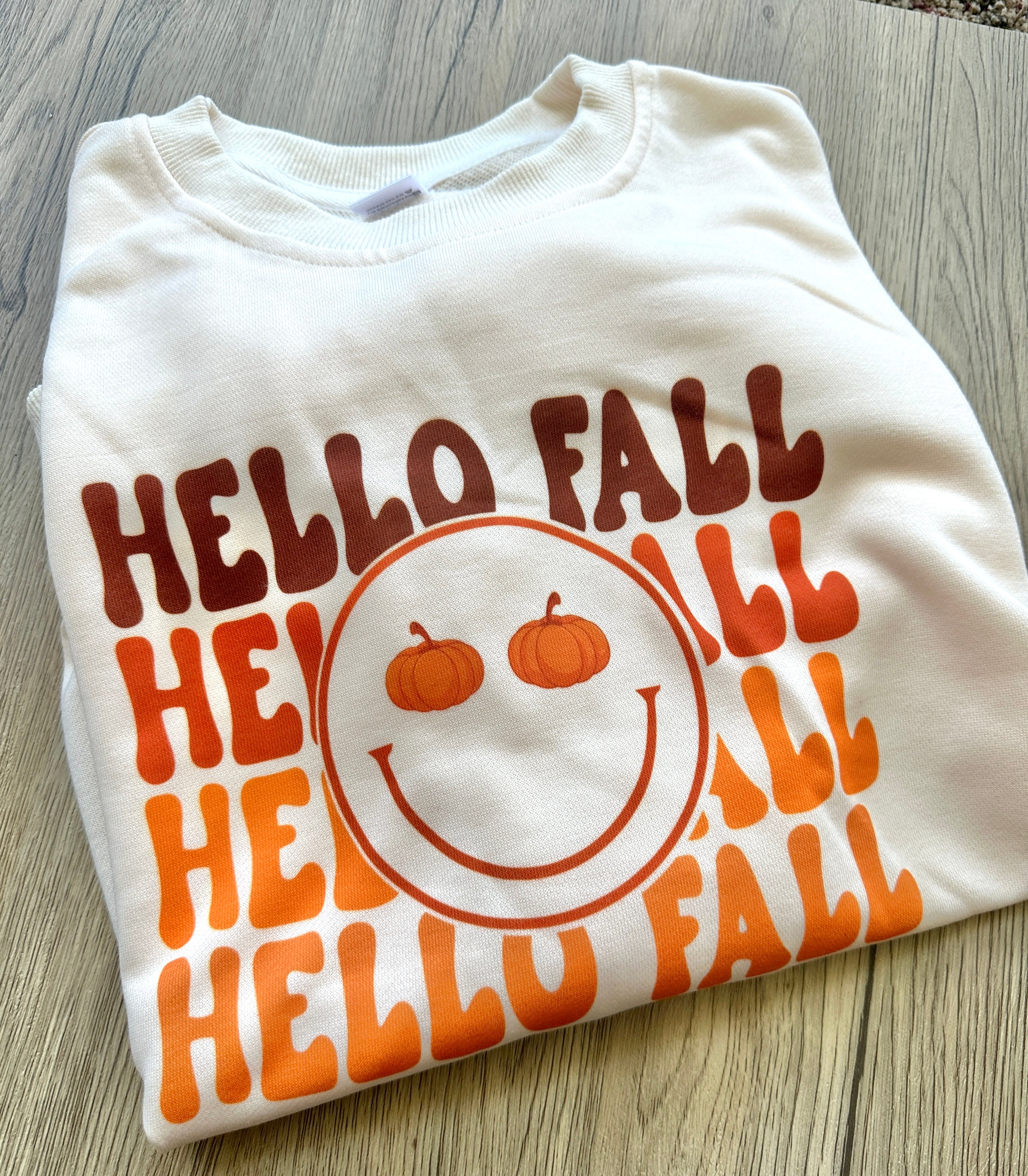 Cream Hello Fall Crewneck- Small