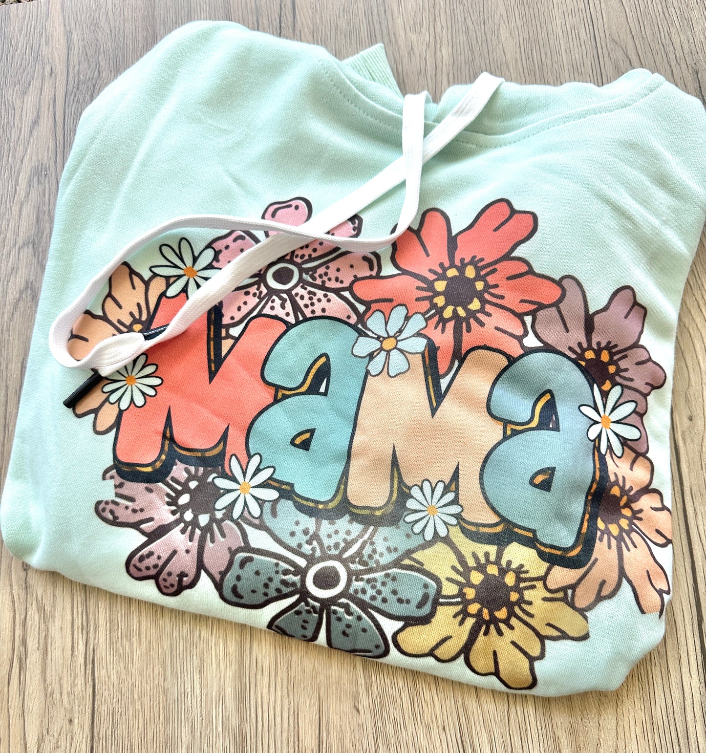 Mint  Floral Mama Hoodie
