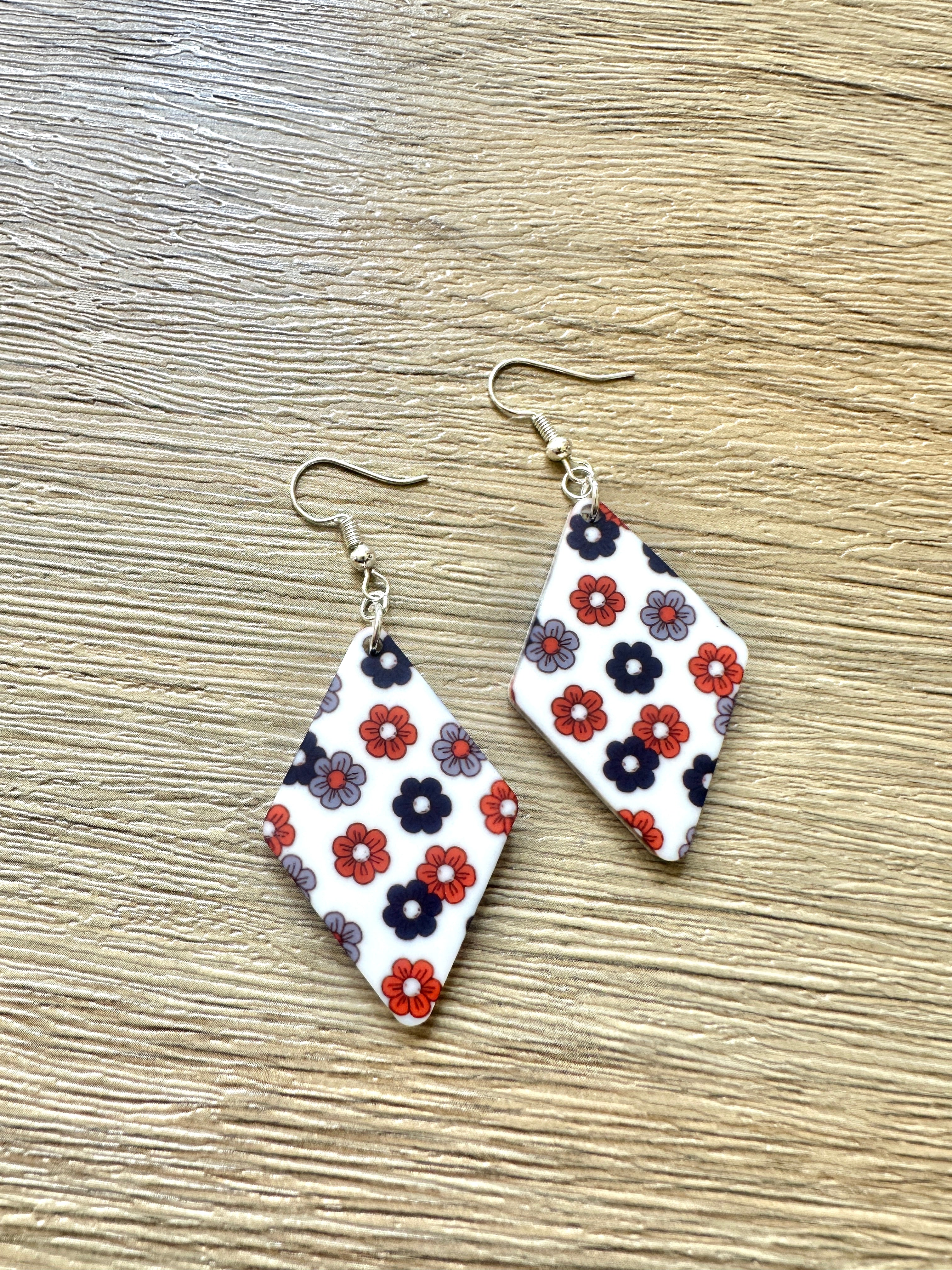 Patriotic Daisy Diamond Earrings