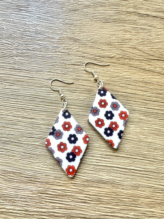 Patriotic Daisy Diamond Earrings