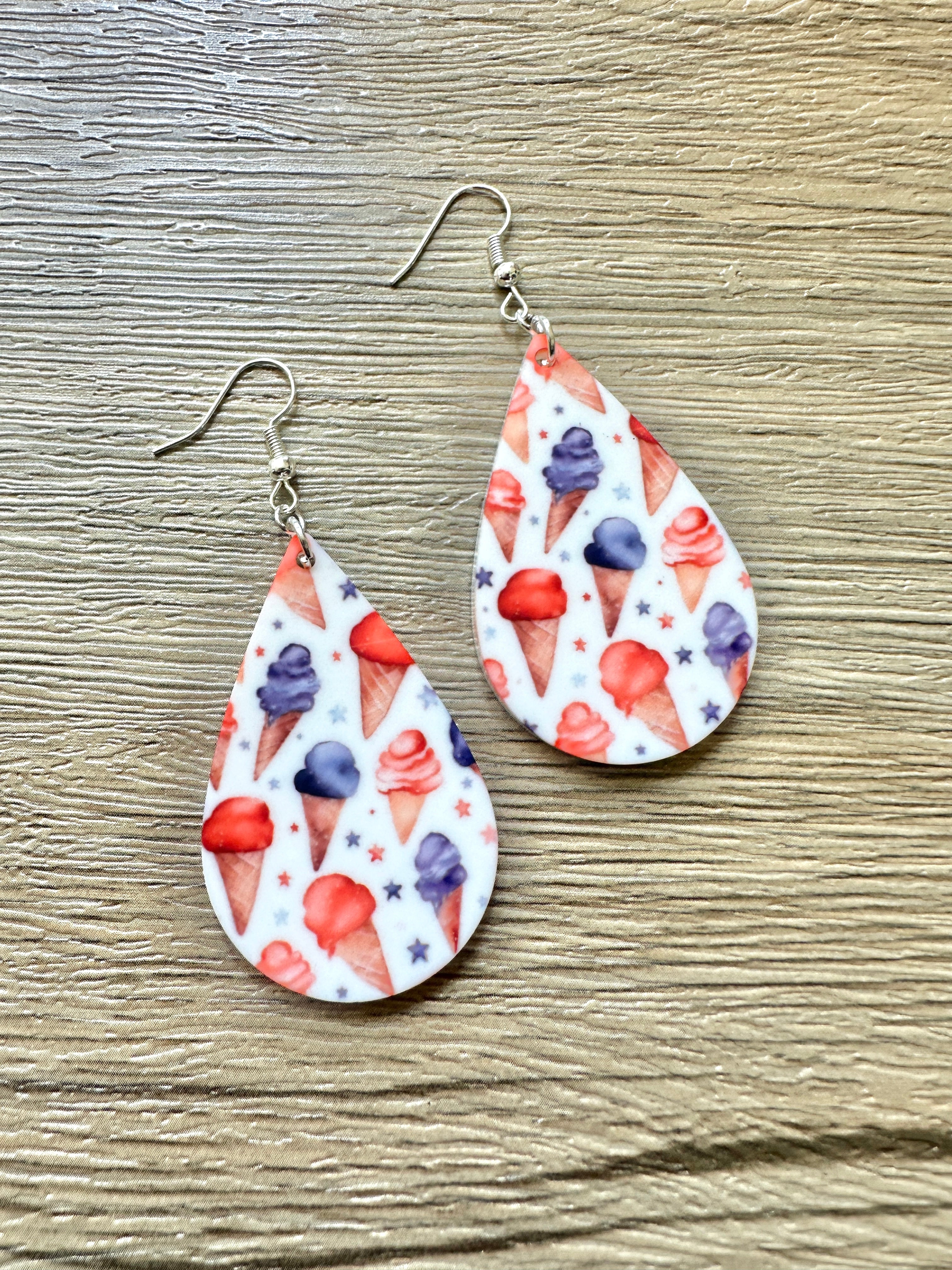 Patriotic Ice Cream Teardrop Earrings
