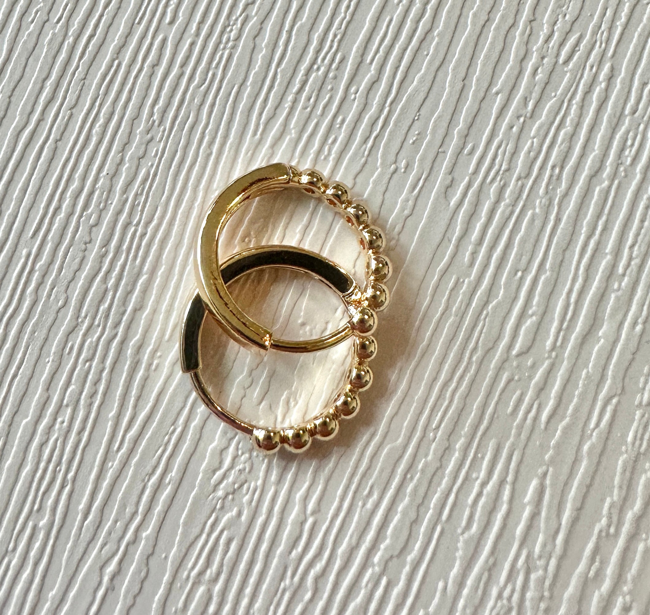 Bead Look Stainless Steel PVD Hoops-15mm