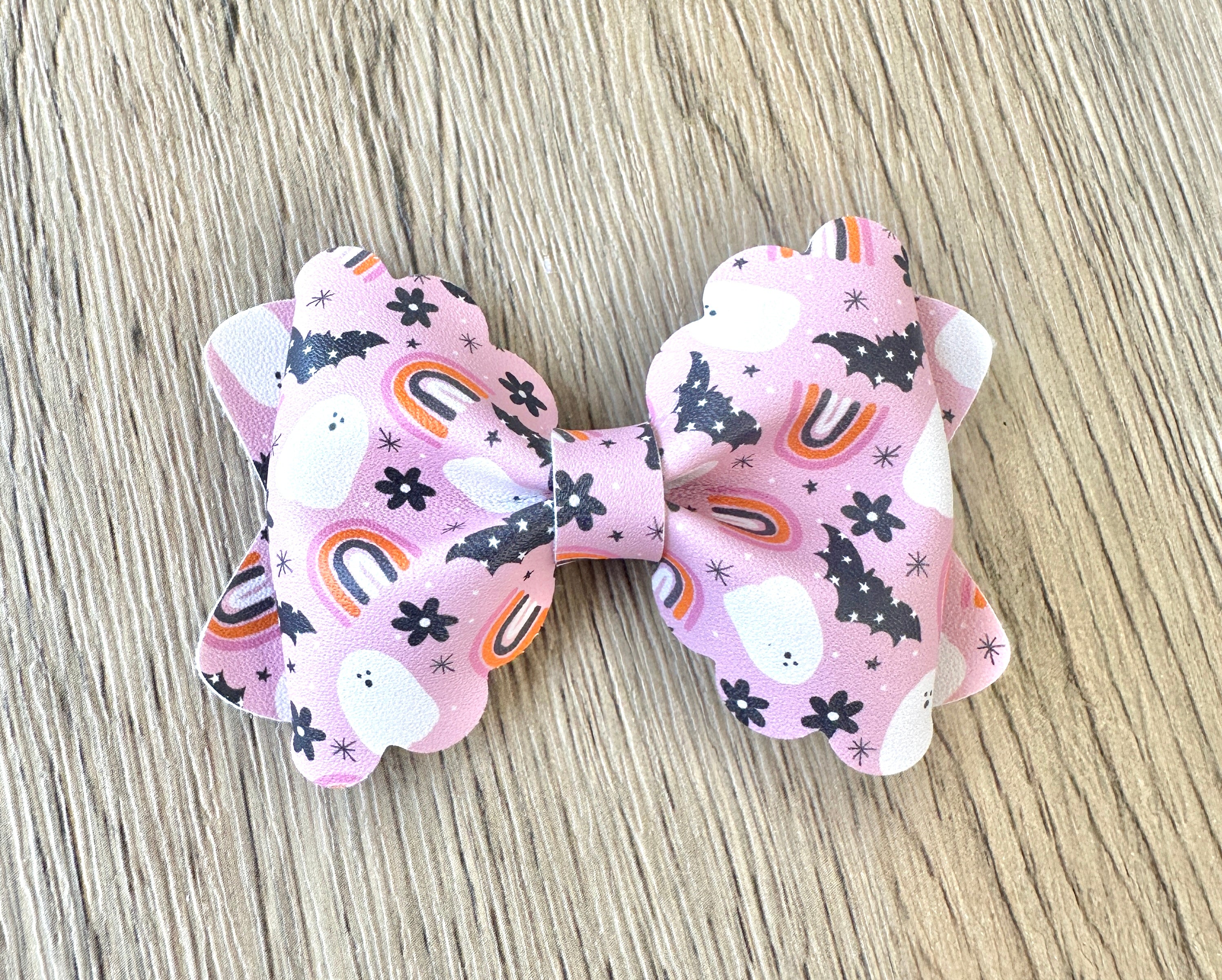 Pink and Rainbow Ghost Grace Bow