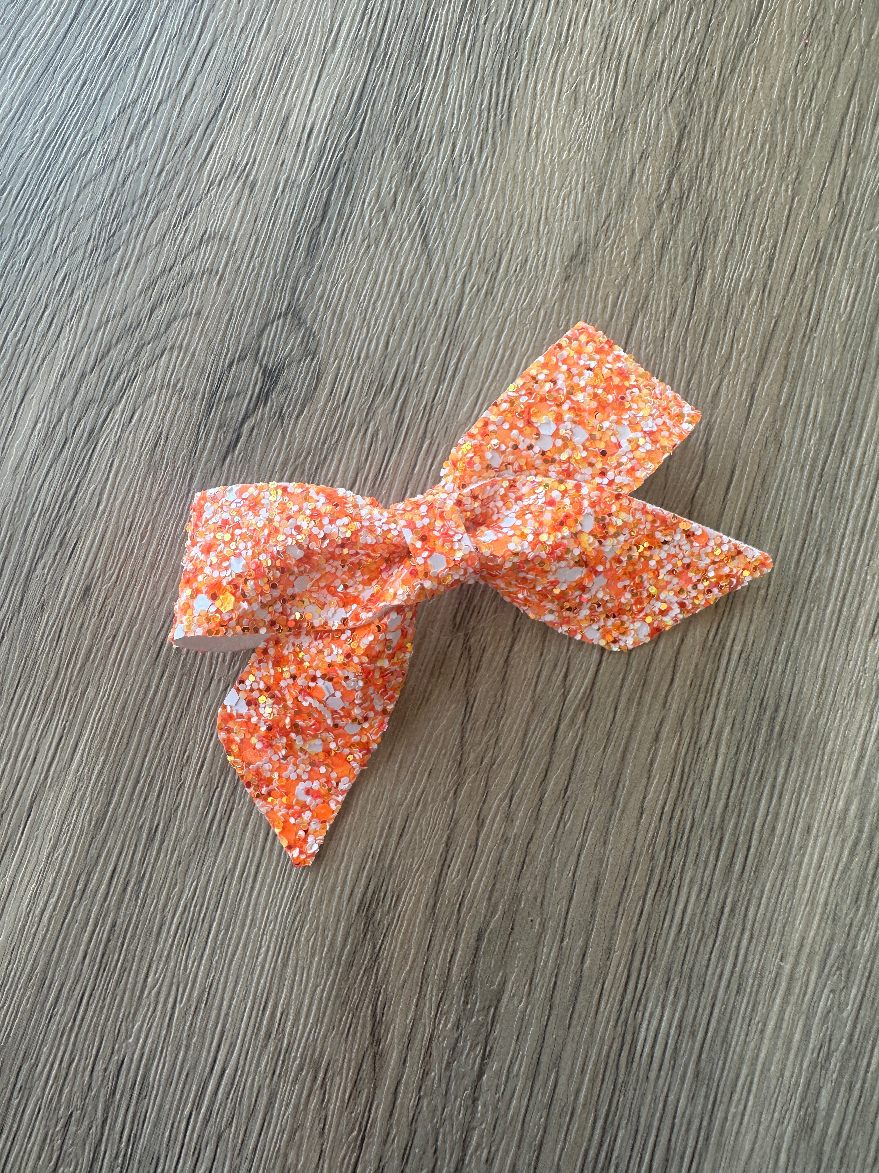 Orange and White Glitter Blakley Bow