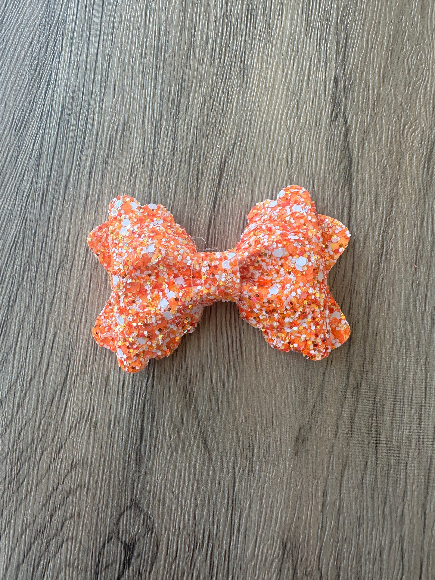 Orange and White glitter Grace Bow