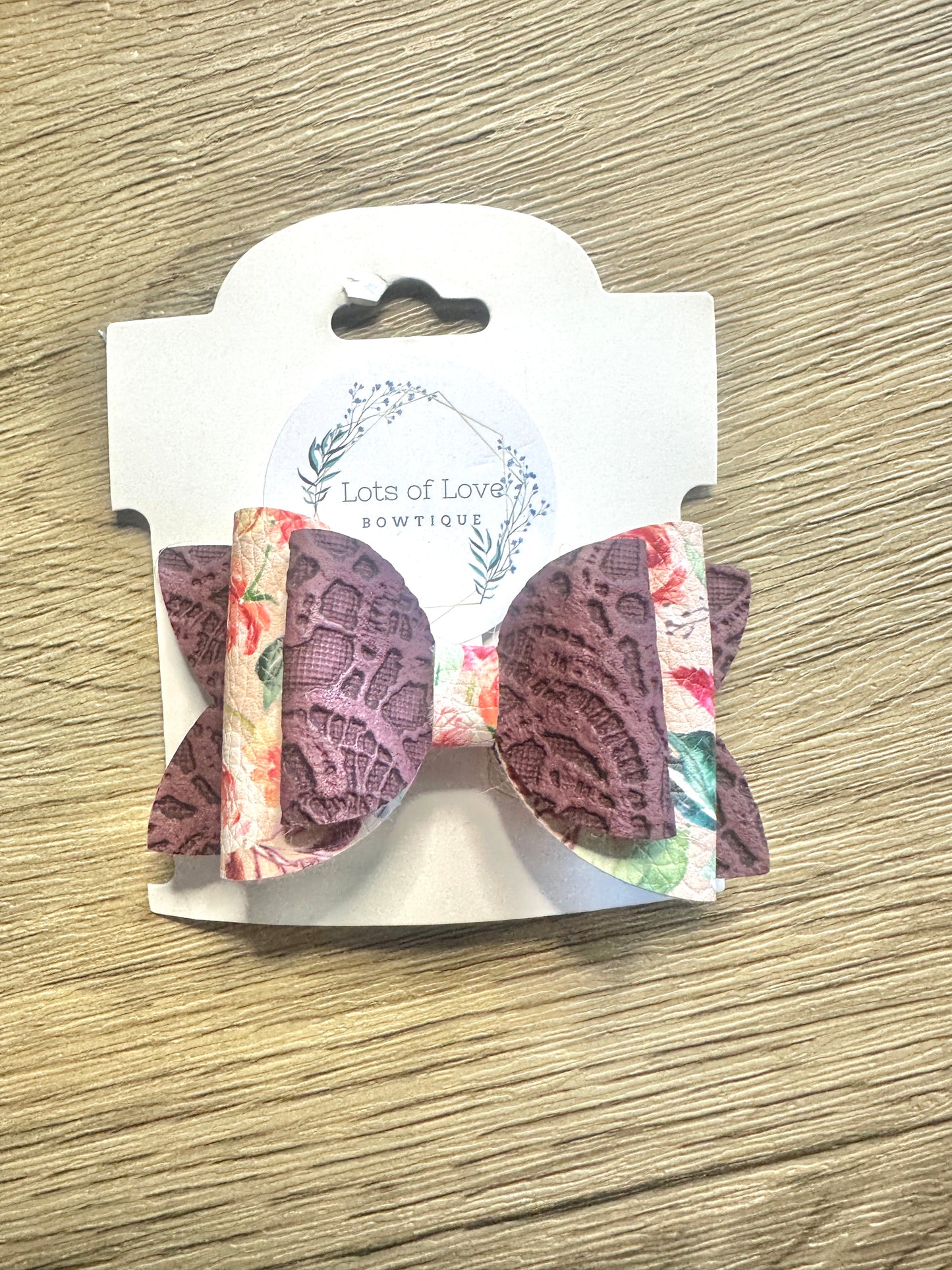 Maroon Lace and Floral  Lace Top Payton Bow