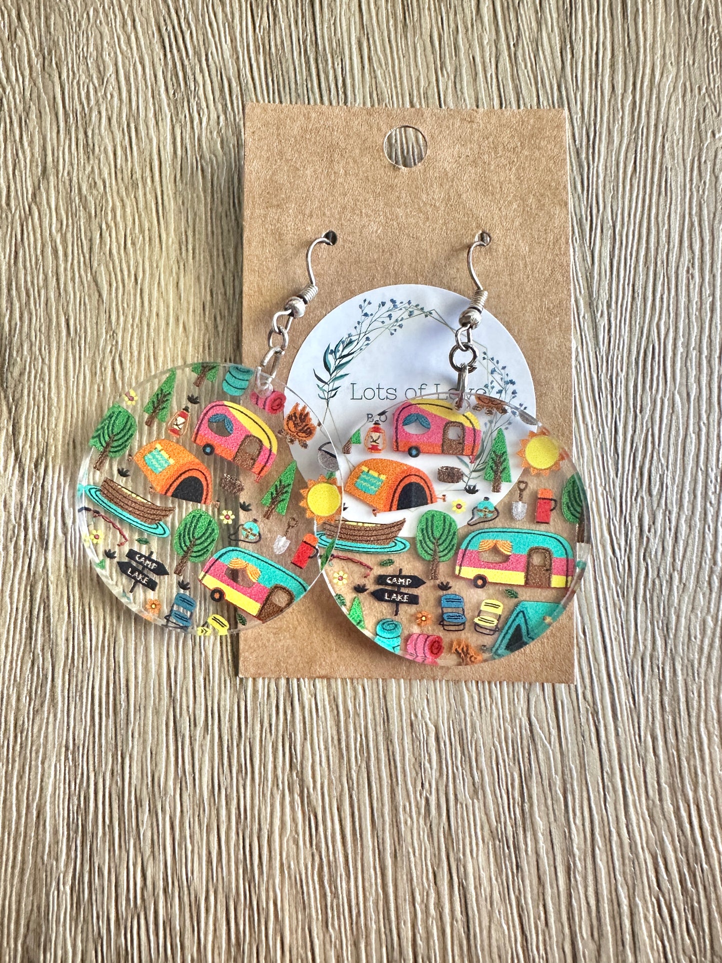 Clear Camping Circle Earrings