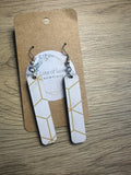 White and Gold Marble Bar Earrings