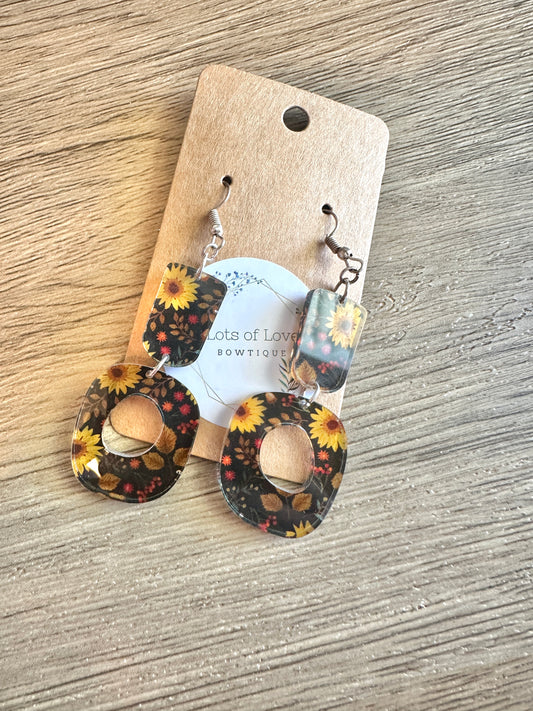 Sunflower Acrylic Circle Drop Earrings