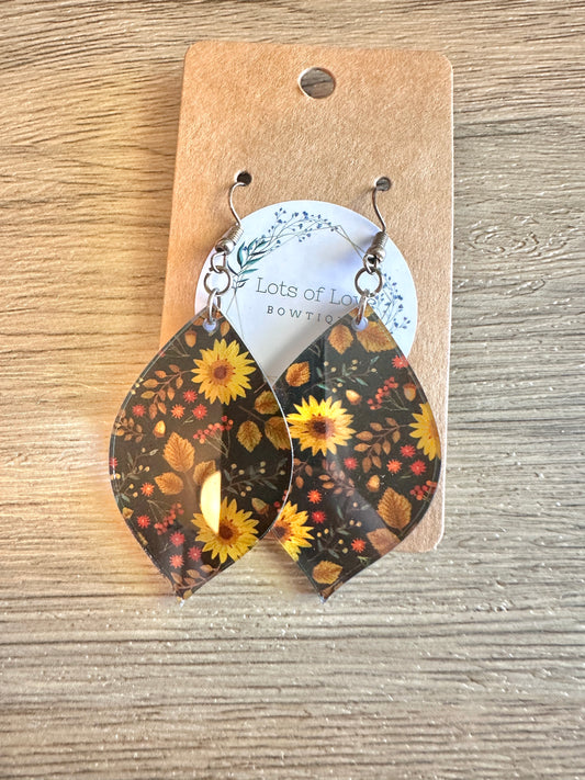 Sunflower Acrylic Pointed Teardrop Earrings