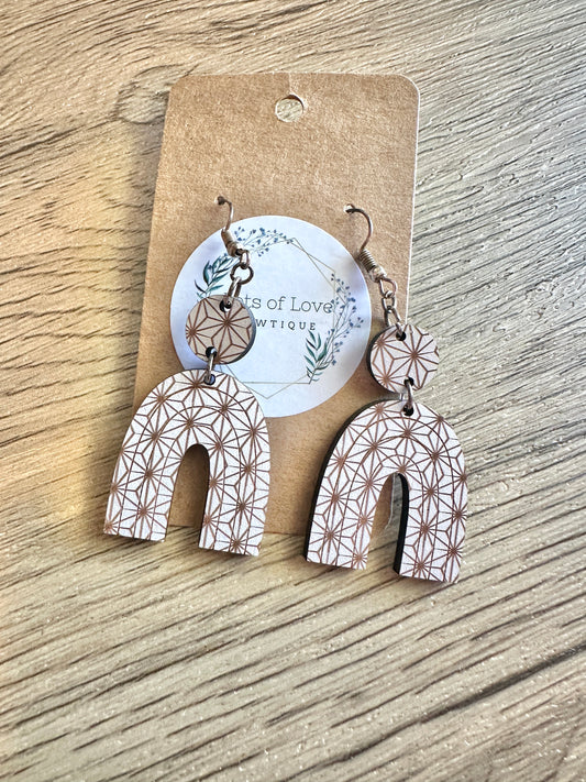 Gold Geo Lines Rainbow Earrings