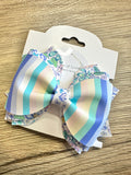 Blue Floral Stripe Top Phoebe Bow