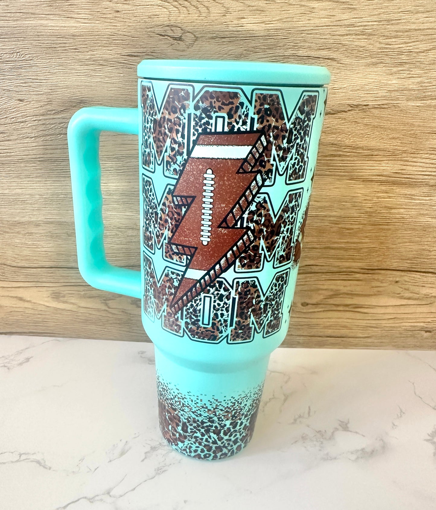 Turquoise Matte Football Mom 3.0 40 oz