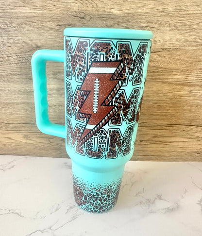 Turquoise Matte Football Mom 3.0 40 oz