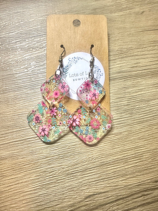 Bright Floral Double Diamond Earrings