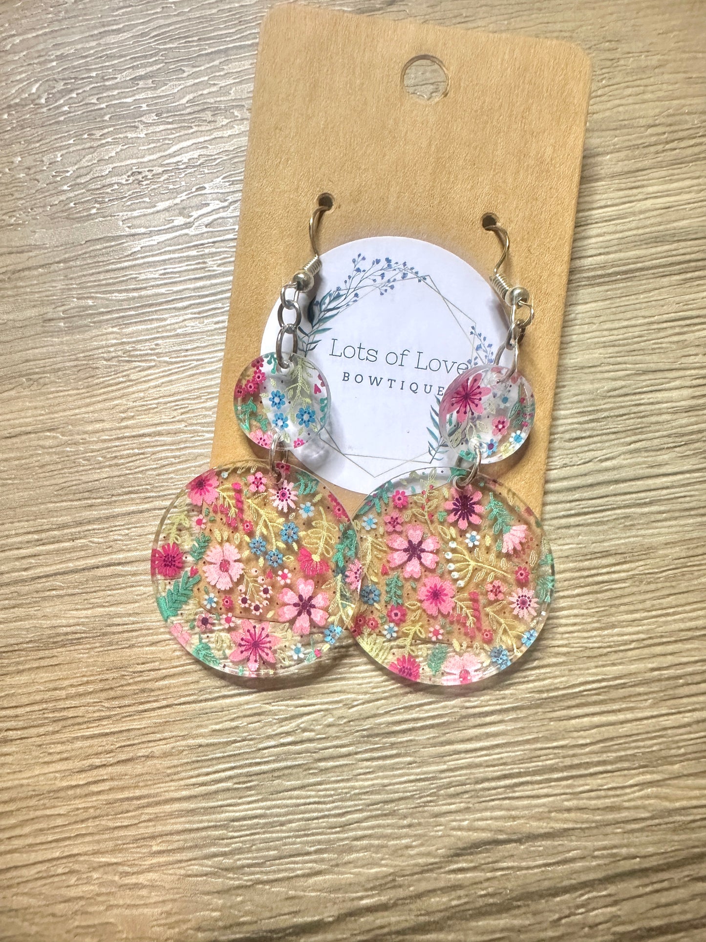 Bright Floral Circle Drop Earrings