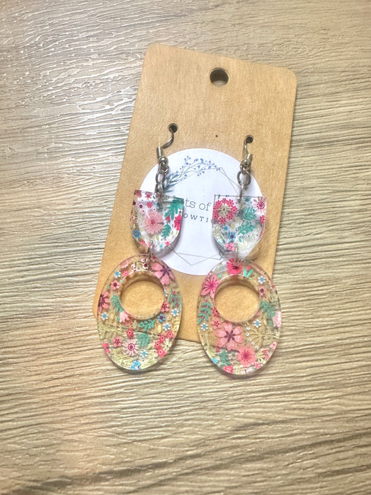 Bright Floral Hollow Skinny Oval Earrings