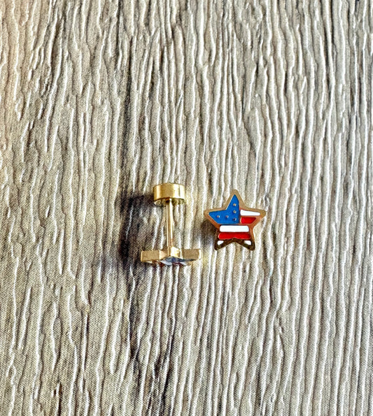 Patriotic Star Flat Back Stud Earings