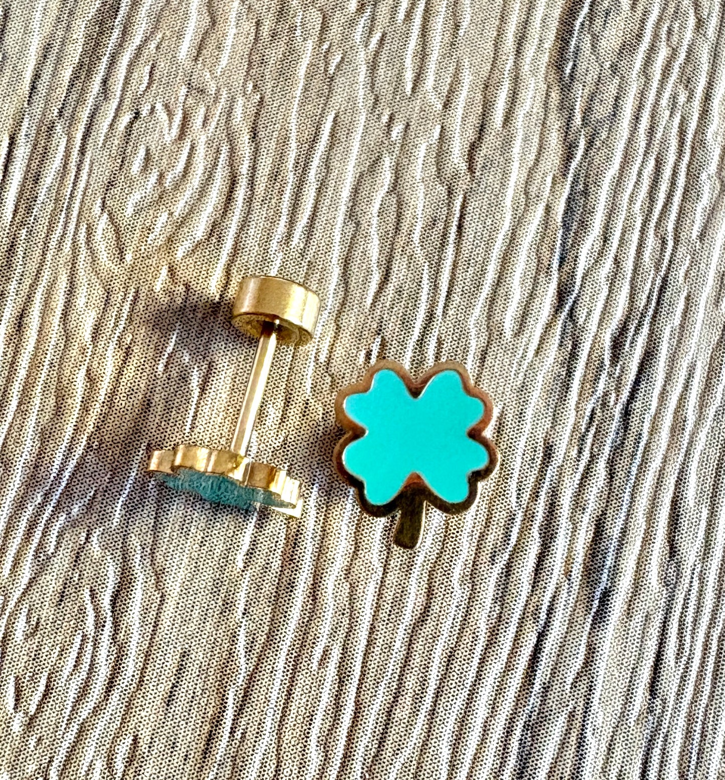 Green Clover Flat Back Stud Earings