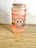Choose Happy 16 oz Frosted Glass Cup