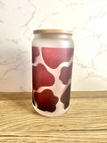 Cow Print 16 oz Frosted Glass Cup