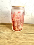 Boots and Floral 16 oz Frosted Glass Cup