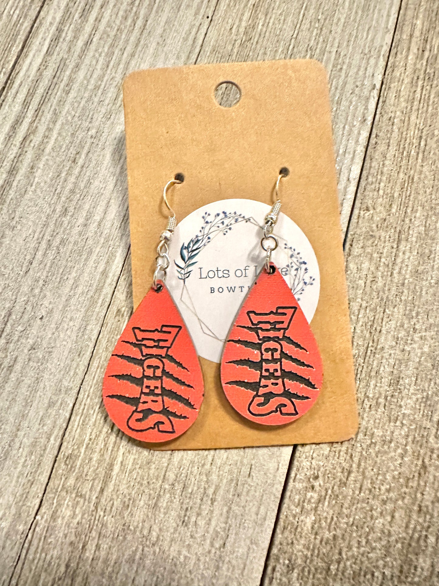 Tigers Small Vertical Teardrop Earrings