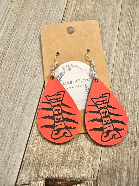 Tigers Vertical Teardrop Earrings