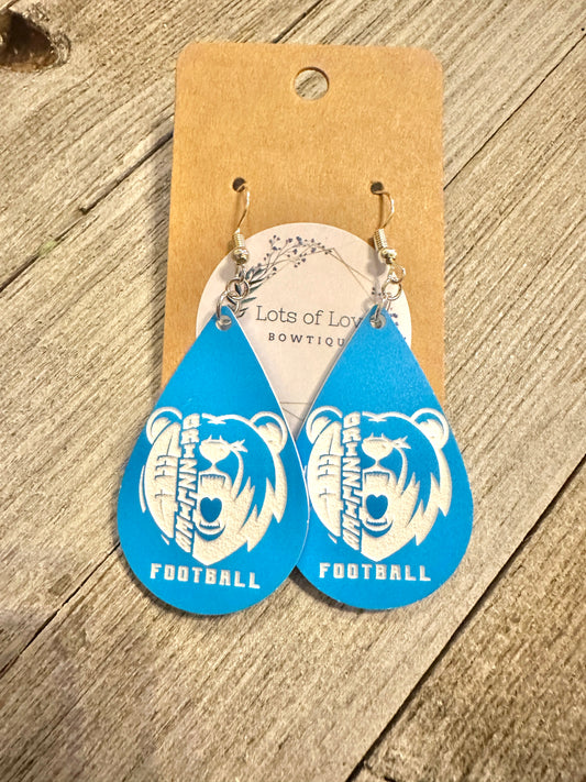 Grizzly Football Earrings
