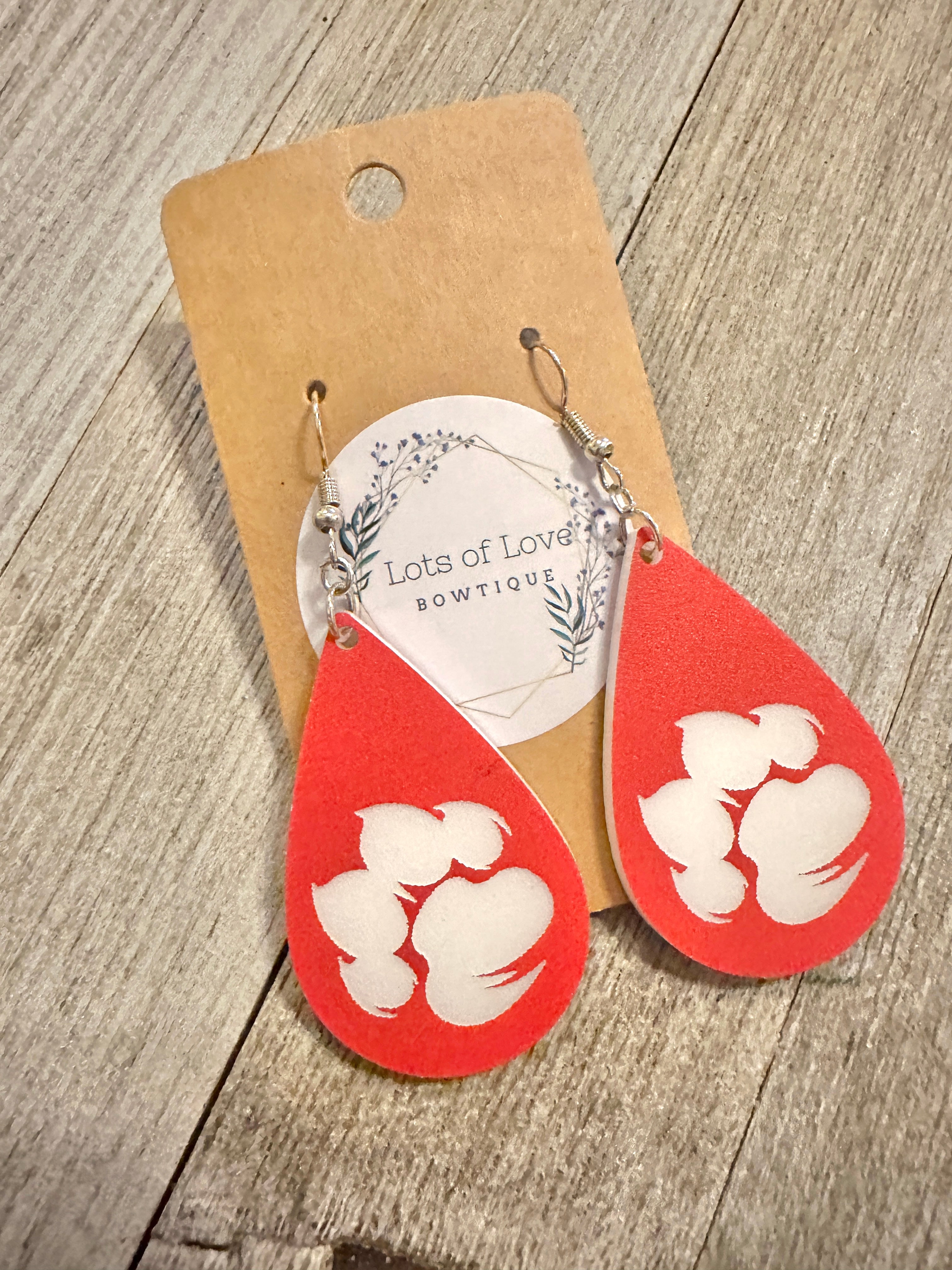 Red Paw Earrings