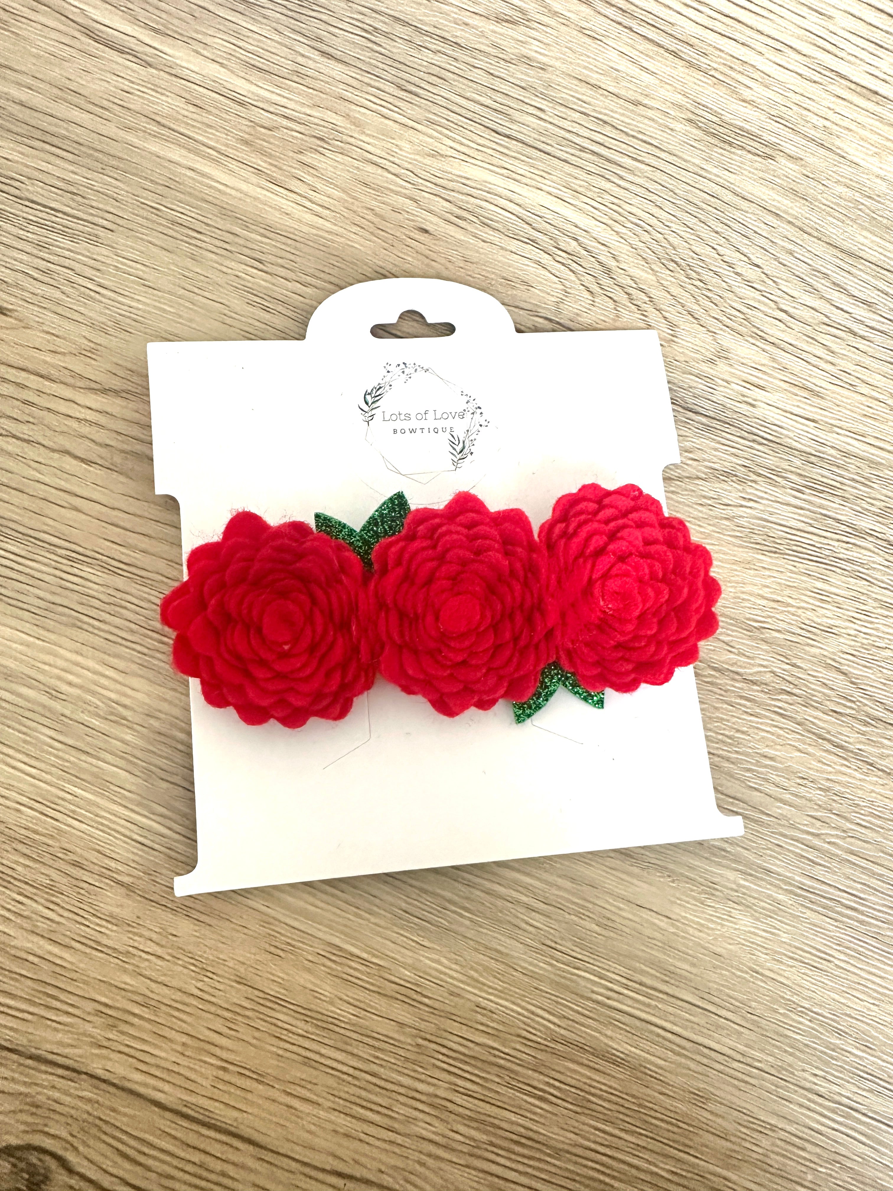 Red Triple Felt Flower Headband