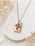 Custom Birth Flower Necklace Rectangle