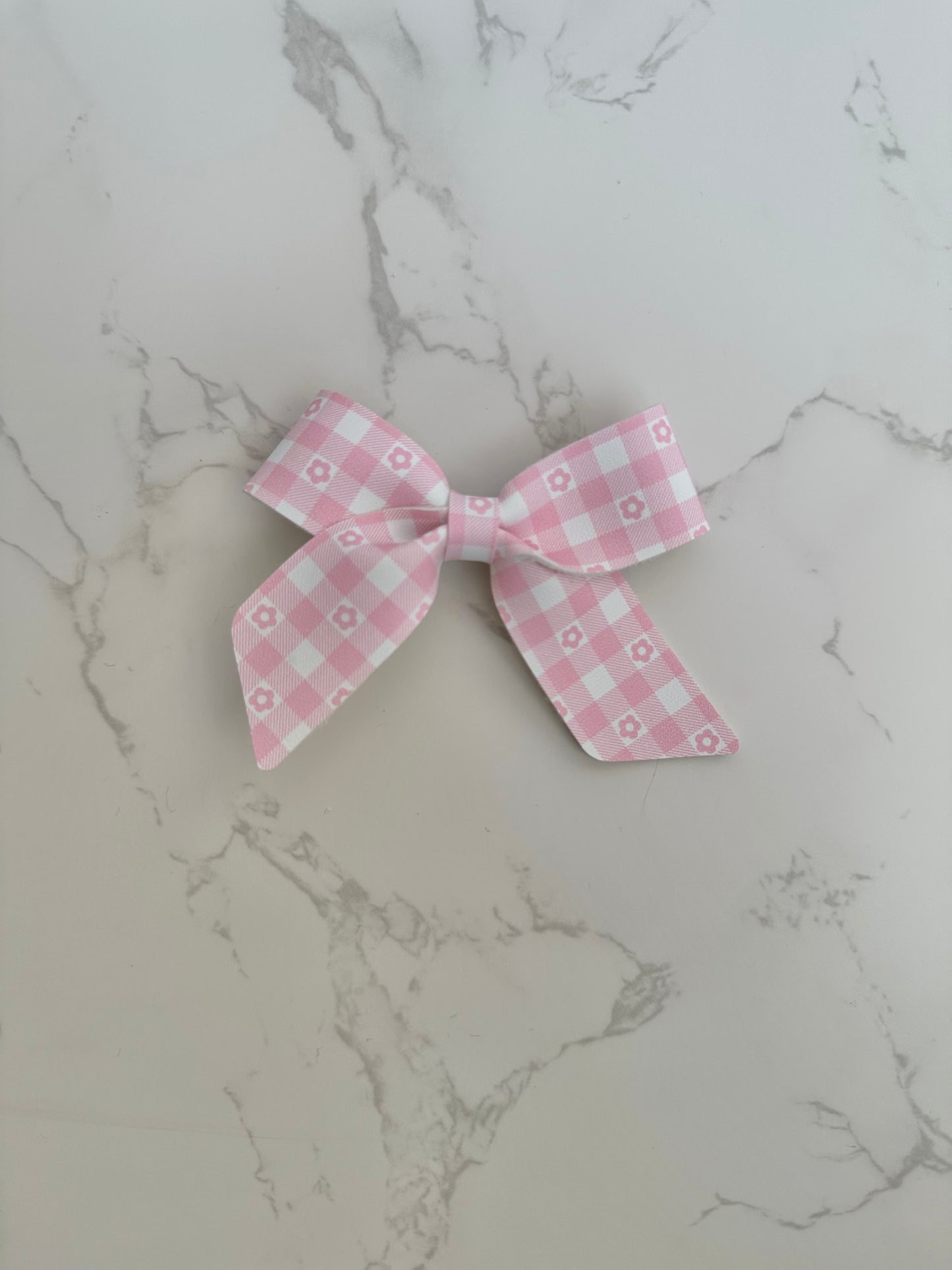 Pink Daisy Plaid Blakley Bow