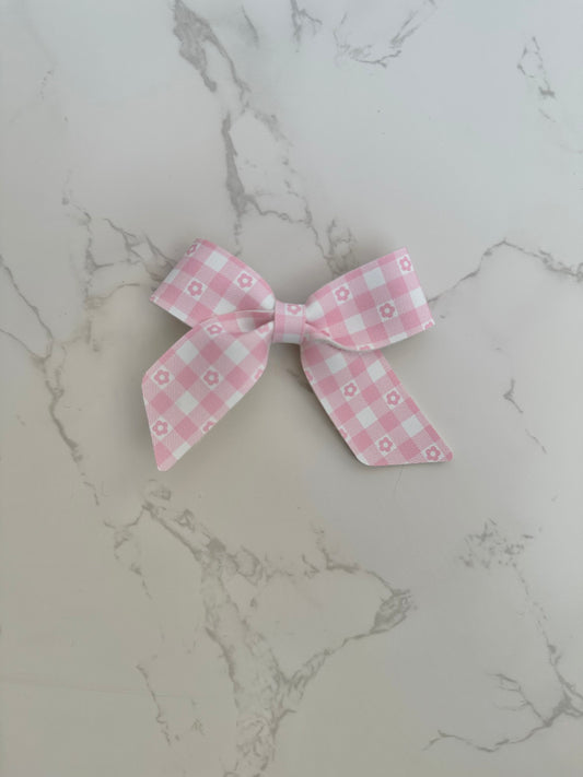 Pink Daisy Plaid Blakley Bow
