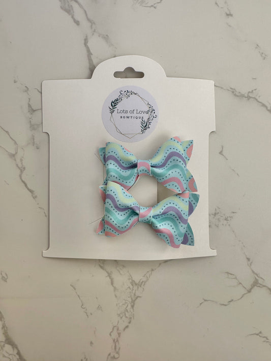 Pastel Wave Jordyn Bow Pigtail set