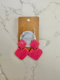 Pink Marble Acrylic Diamond Drop Earrings