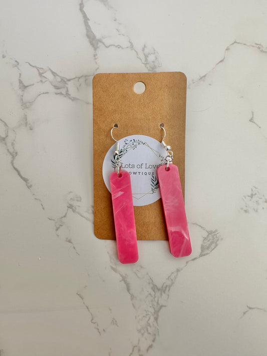 Pink Marble Acrylic Bar Earrings