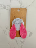 Pink Marble Acrylic Skinny Teardrop Earrings