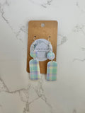 Spring Plaid Arched Drop Earrings