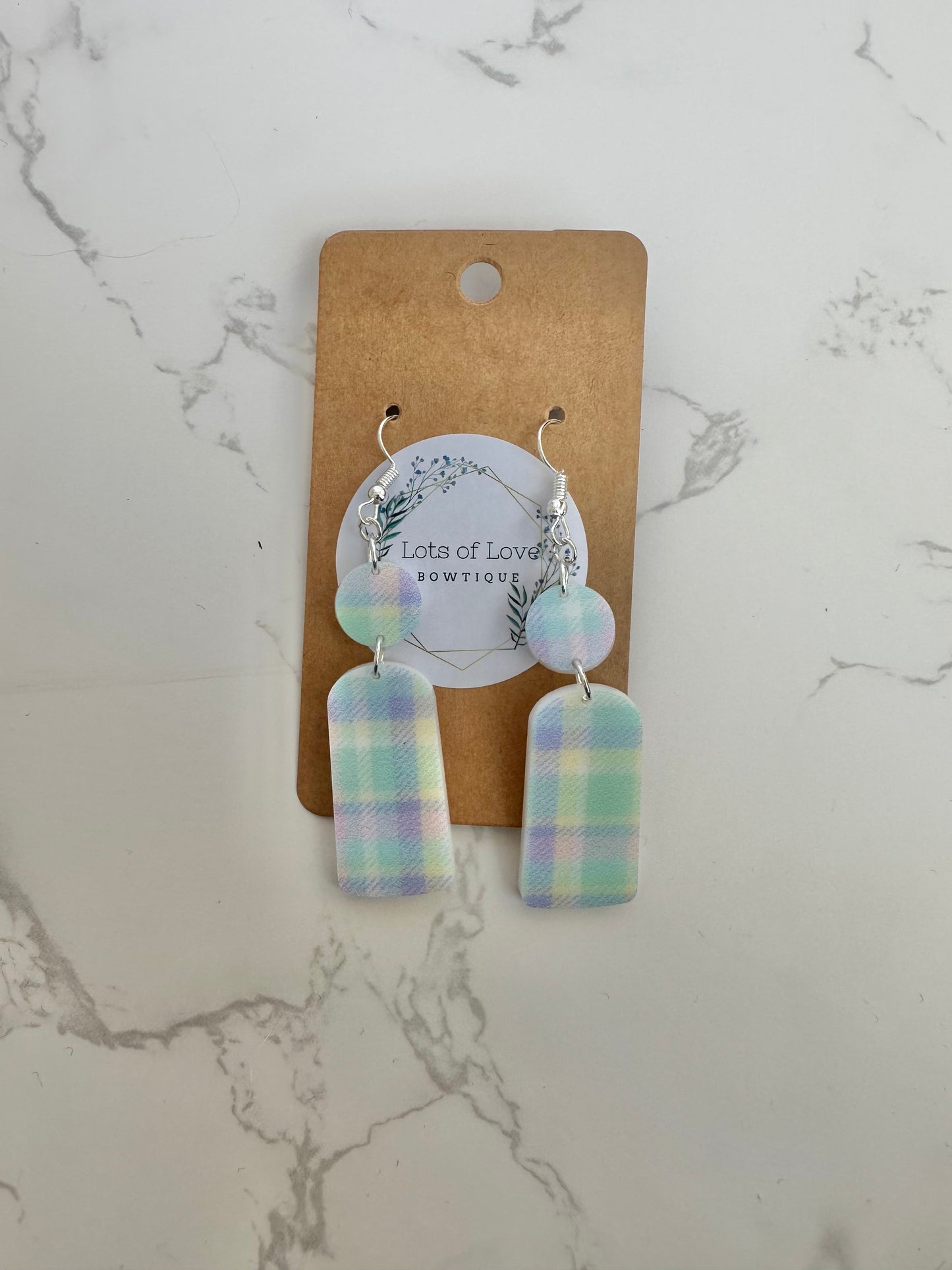 Spring Plaid Arched Drop Earrings