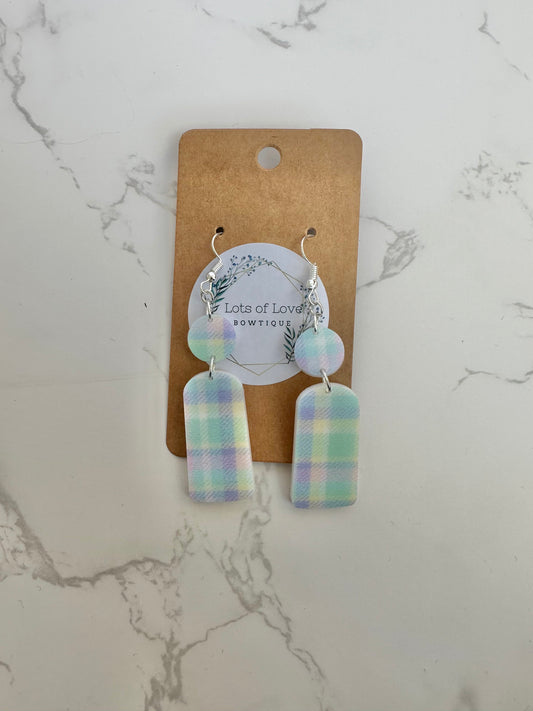 Spring Plaid Arched Drop Earrings