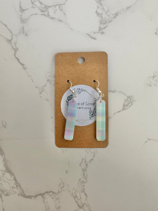 Spring Plaid Mini Bar Earrings