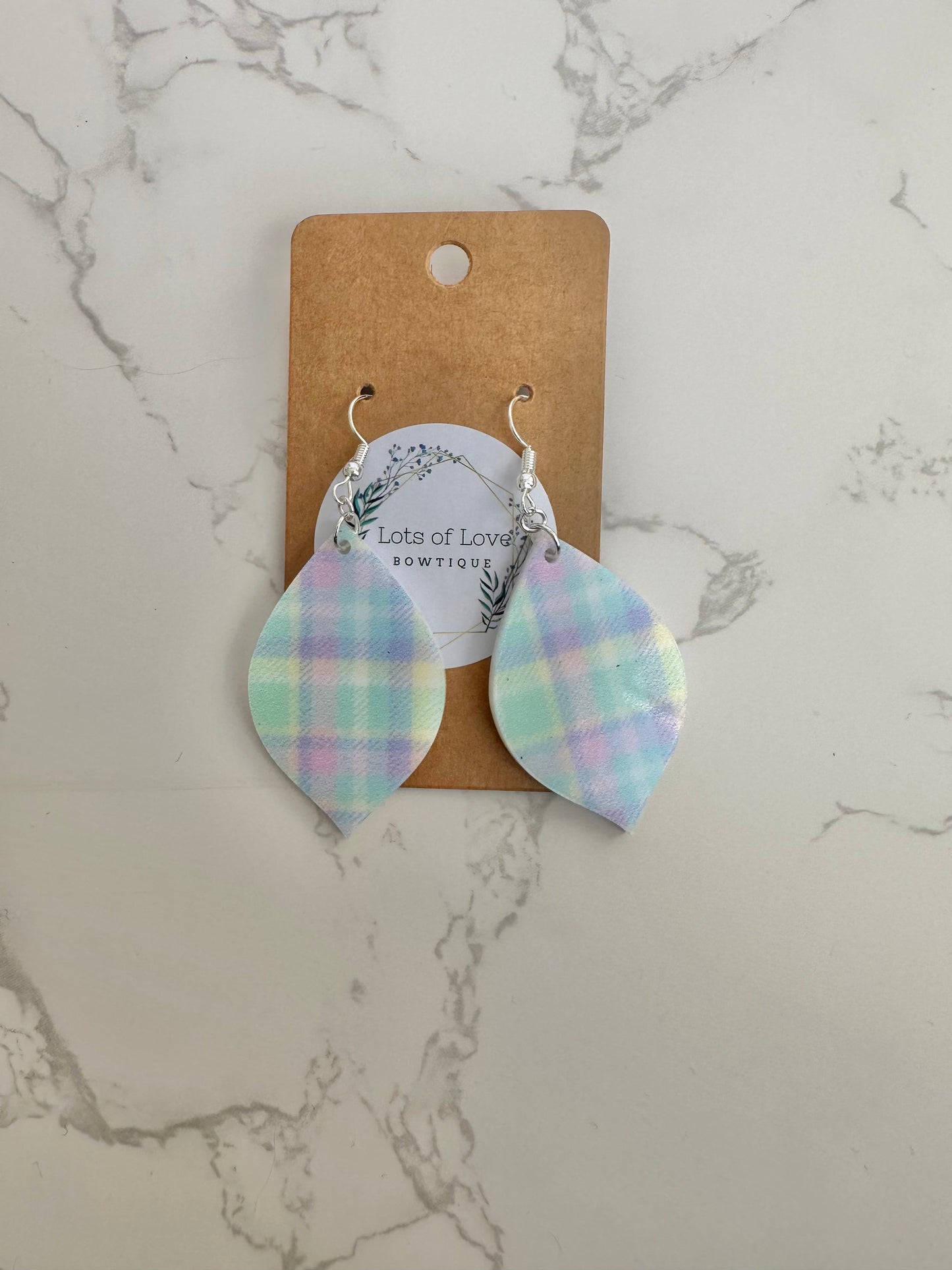 Spring Plaid Pointed Teardrop Earrings