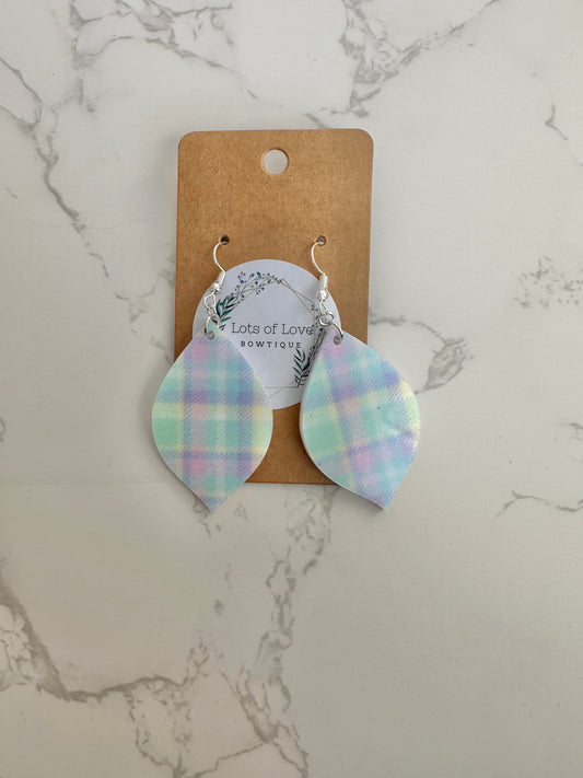Spring Plaid Pointed Teardrop Earrings